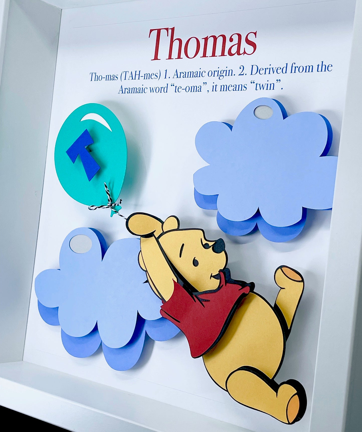 Personalized Winnie the Pooh Name Frame, Name Origin and Meaning, Winnie the Pooh Nursery Decor Wall Art, New Baby Boy Baby Girl Shower Gift