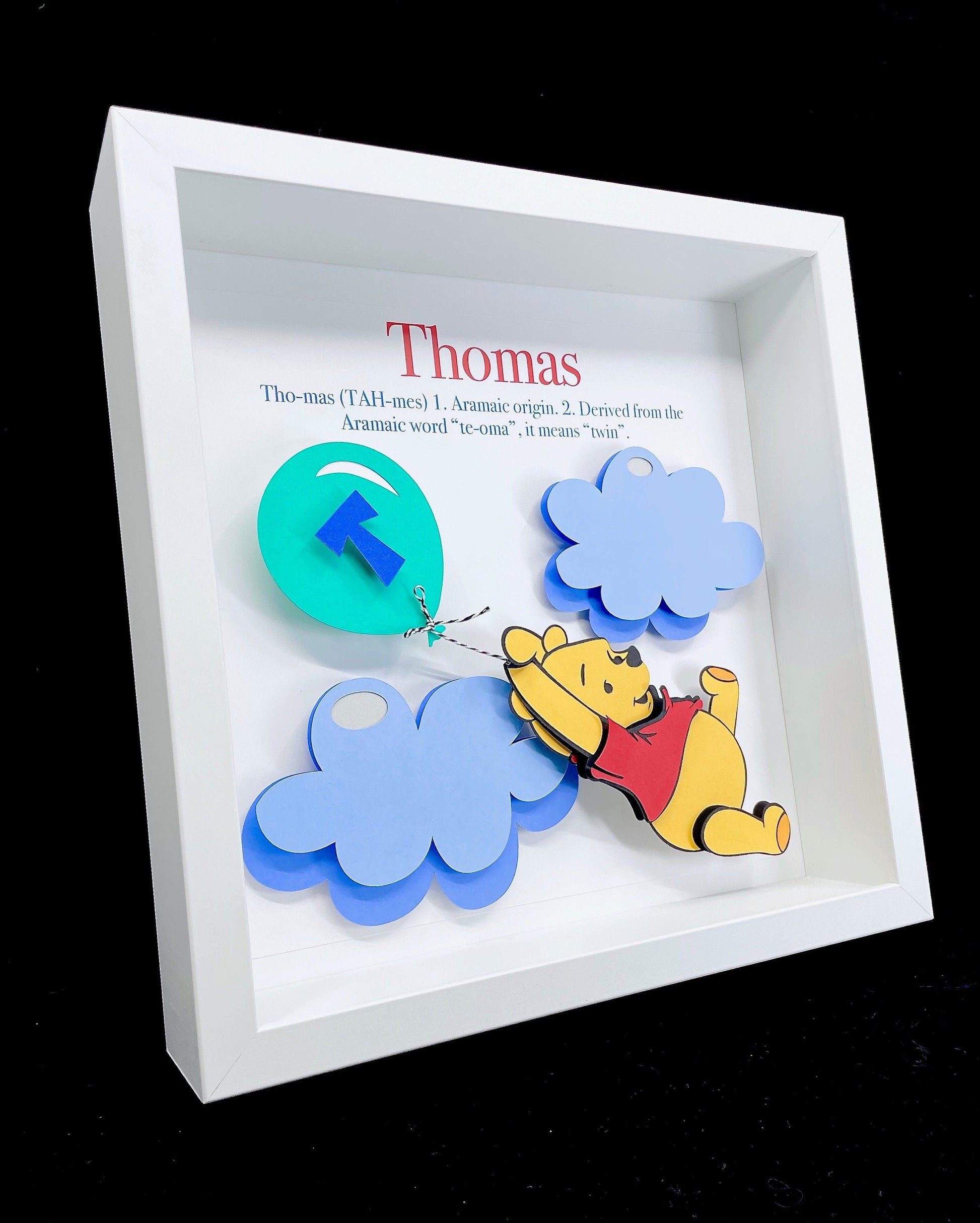 Personalized Winnie the Pooh Name Frame, Name Origin and Meaning, Winnie the Pooh Nursery Decor Wall Art, New Baby Boy Baby Girl Shower Gift