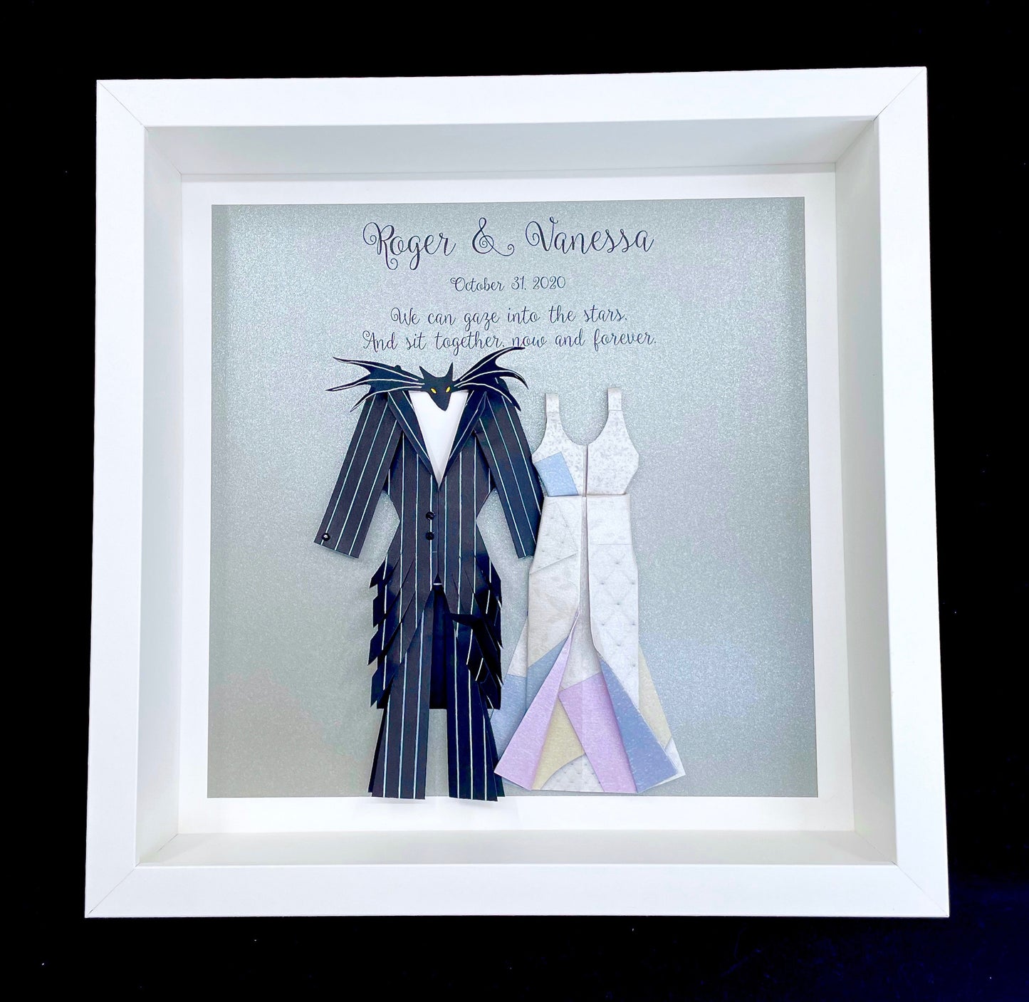 Personalized Nightmare Before Christmas Jack and Sally Wedding Gift, Valentine's Day, First Anniversary Paper Gift, Bride & Groom Wall Art