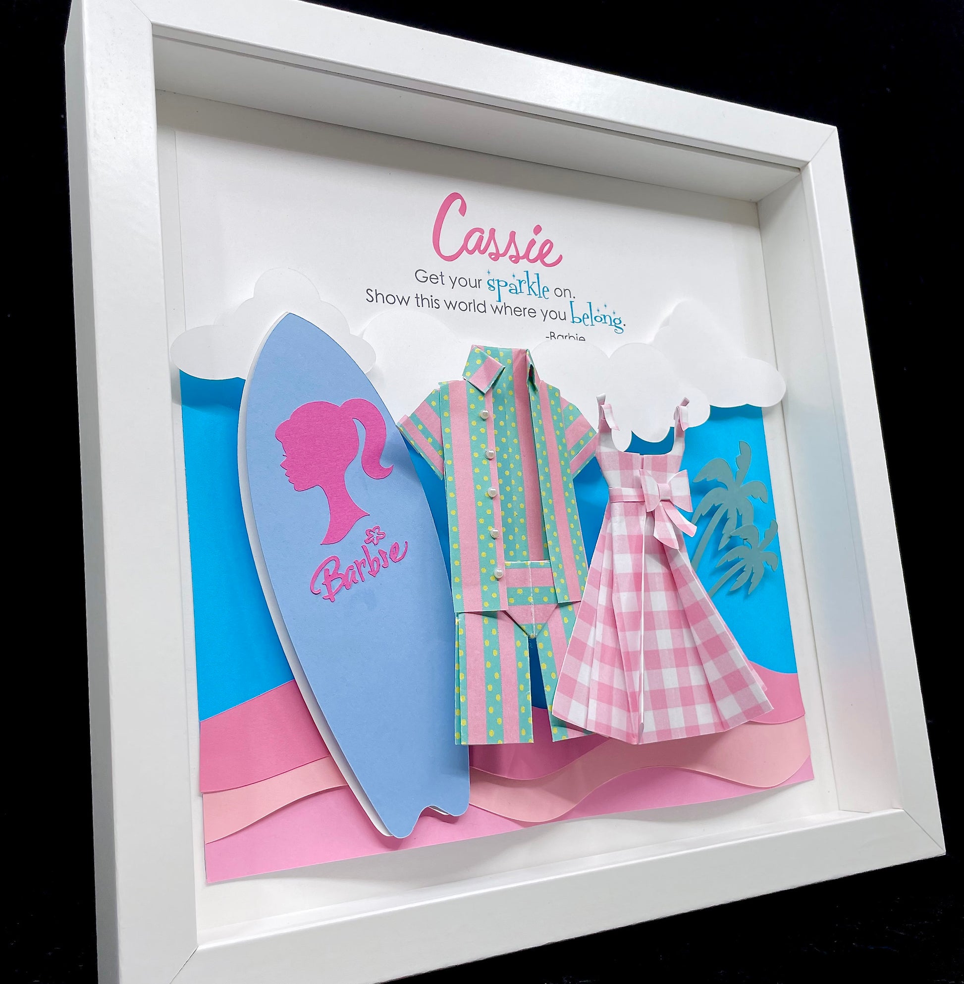 Personalized Barbie and Ken Baby Girl Frame, Custom Barbie Nursery Decor, Name Frame with Barbie Get Your Sparkle On Quote, Barbie Wall Art