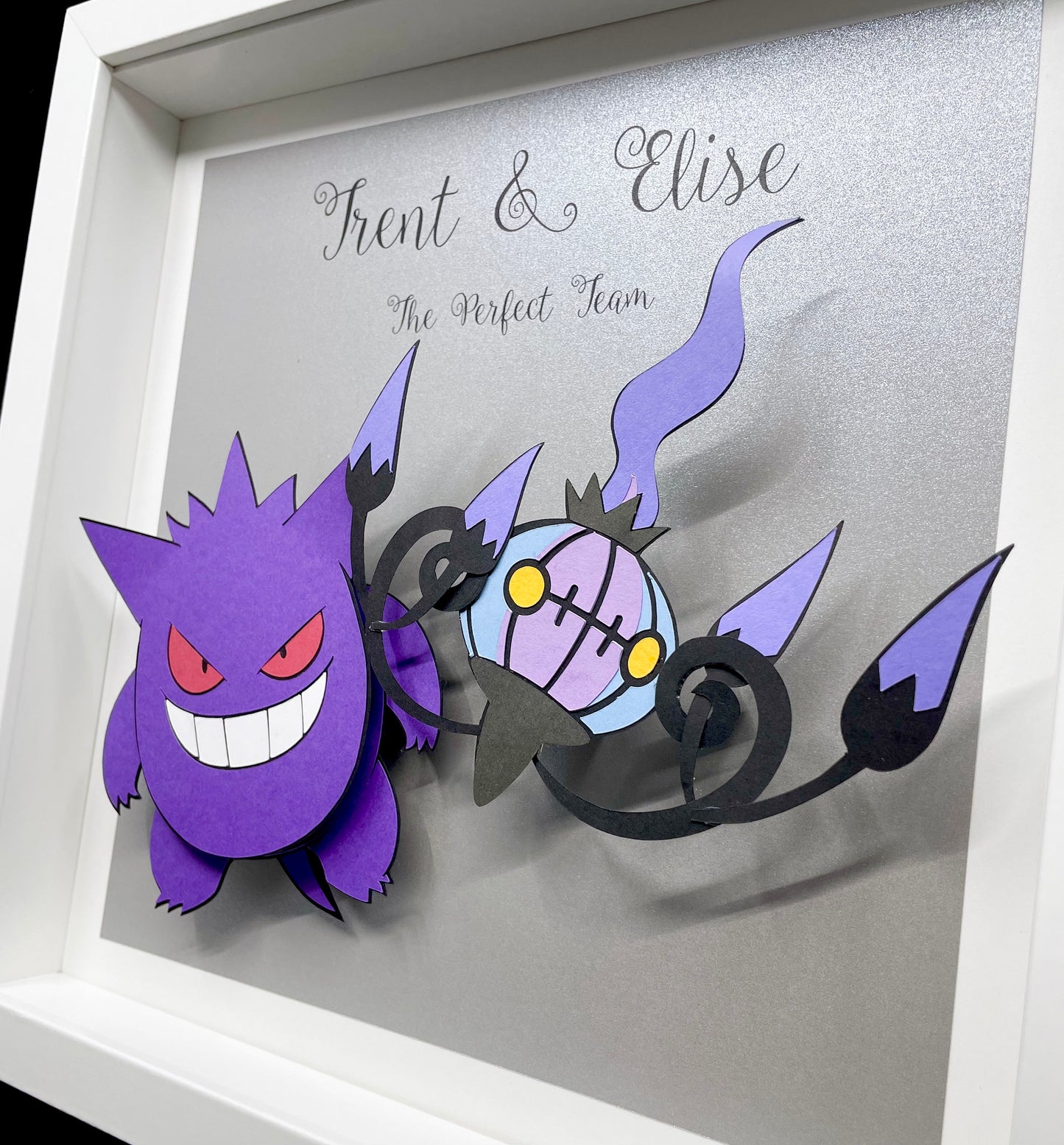 Personalized Custom Pokeman Paper Illustration in Frame, Any Two Pokeman Characters, Pikachu, Squirtle, Eevee, Gengar, Charizard, etc.