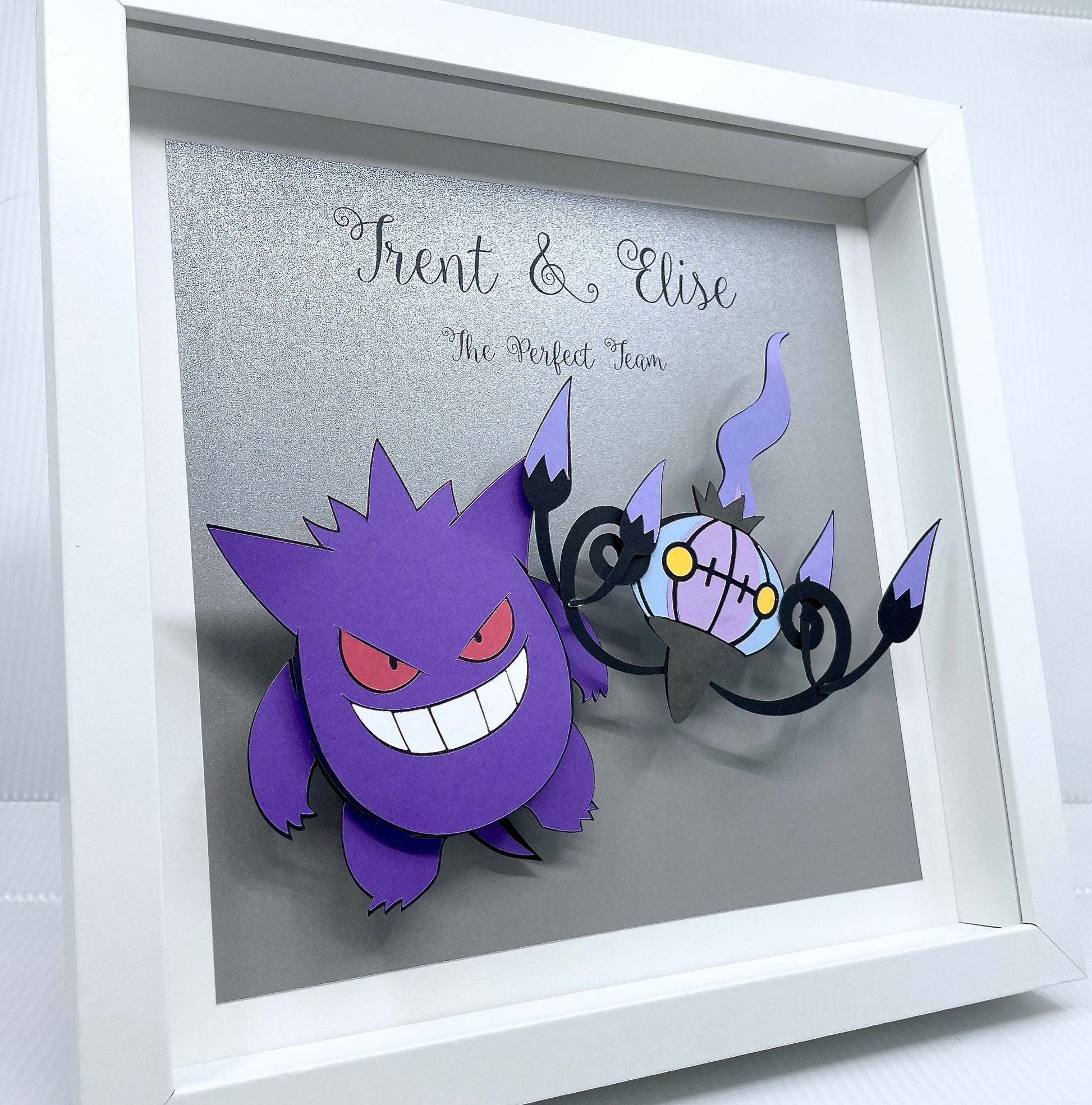 Personalized Custom Pokeman Paper Illustration in Frame, Any Two Pokeman Characters, Pikachu, Squirtle, Eevee, Gengar, Charizard, etc.