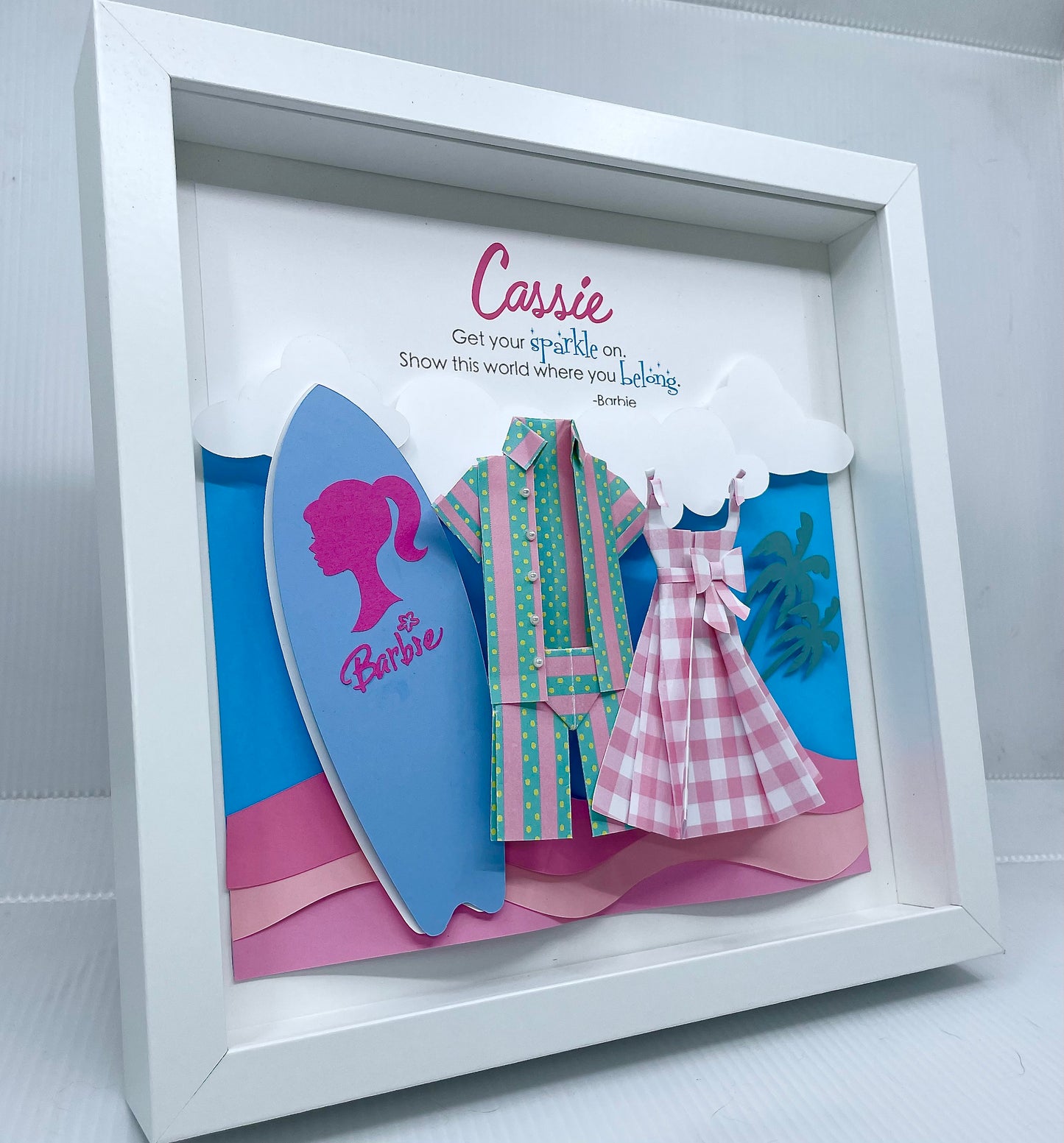 Personalized Barbie and Ken Baby Girl Frame, Custom Barbie Nursery Decor, Name Frame with Barbie Get Your Sparkle On Quote, Barbie Wall Art