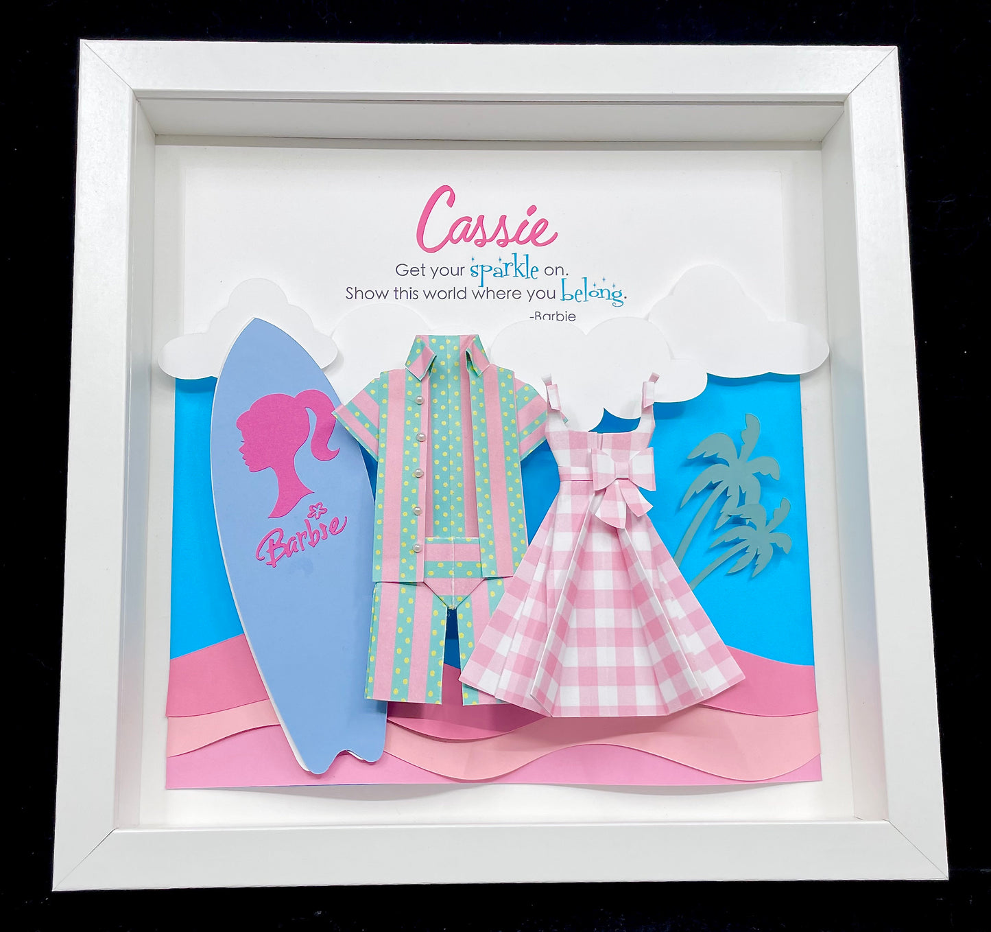 Personalized Barbie and Ken Baby Girl Frame, Custom Barbie Nursery Decor, Name Frame with Barbie Get Your Sparkle On Quote, Barbie Wall Art