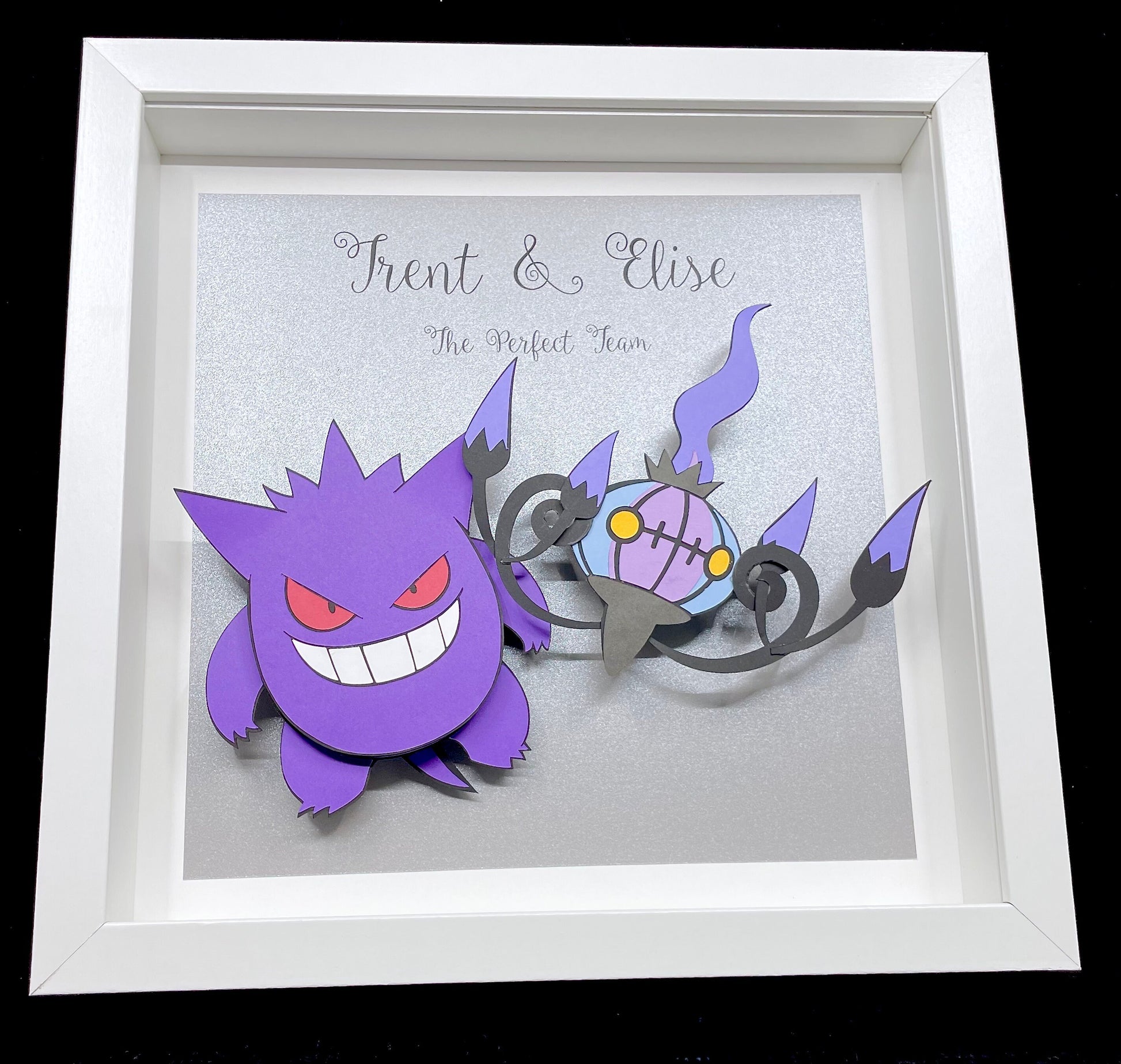 Personalized Custom Pokeman Paper Illustration in Frame, Any Two Pokeman Characters, Pikachu, Squirtle, Eevee, Gengar, Charizard, etc.