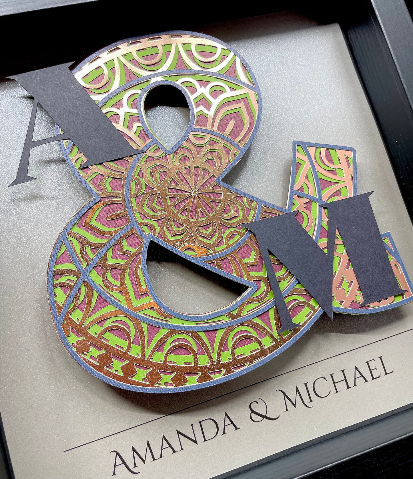 Personalized Mandela Ampersand Sign, Gift for the Couple, Christmas Gift for Her or Him, Boho Floral Mandela, Couple Initials with Ampersand