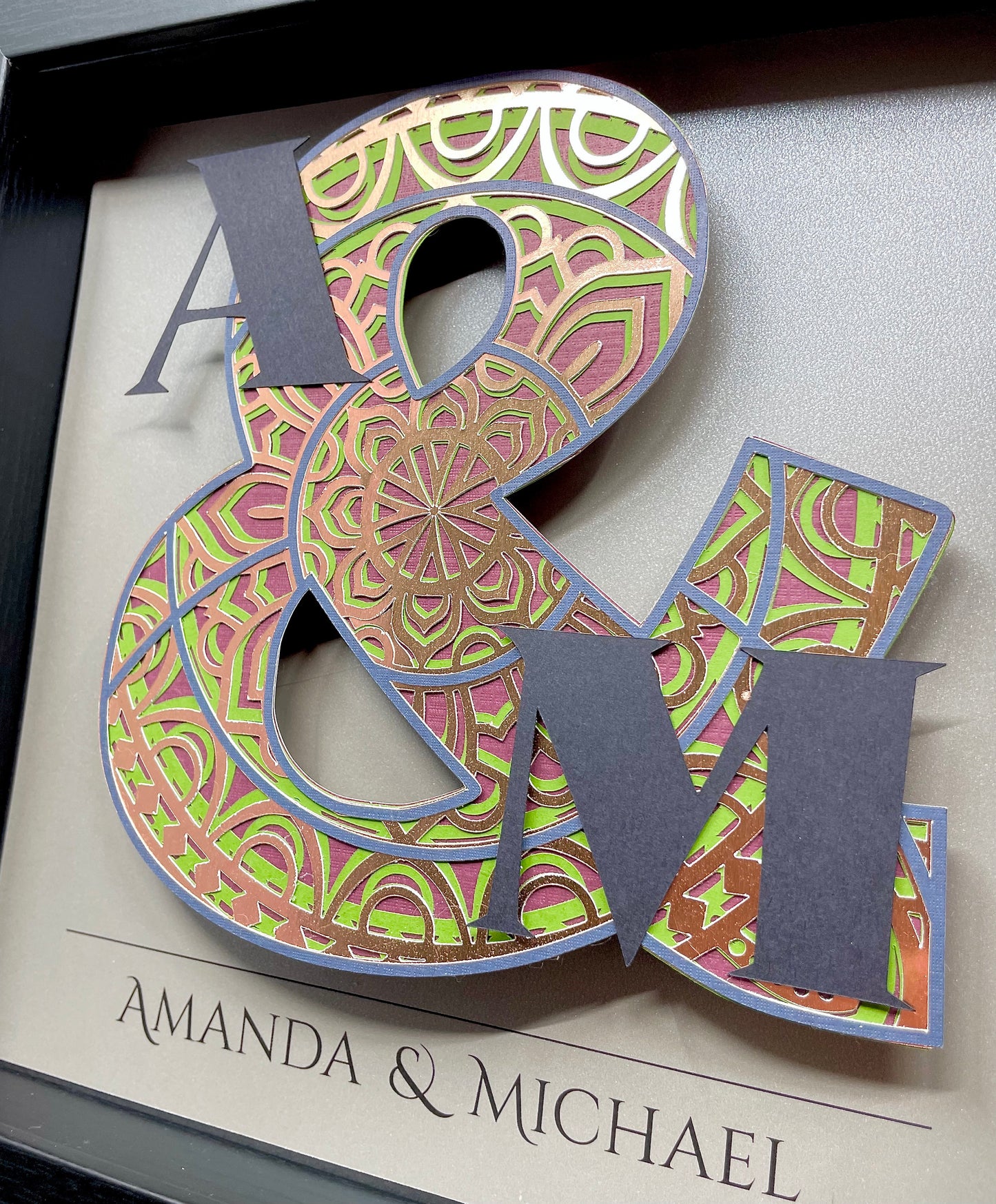 Personalized Mandela Ampersand Sign, Gift for the Couple, Christmas Gift for Her or Him, Boho Floral Mandela, Couple Initials with Ampersand