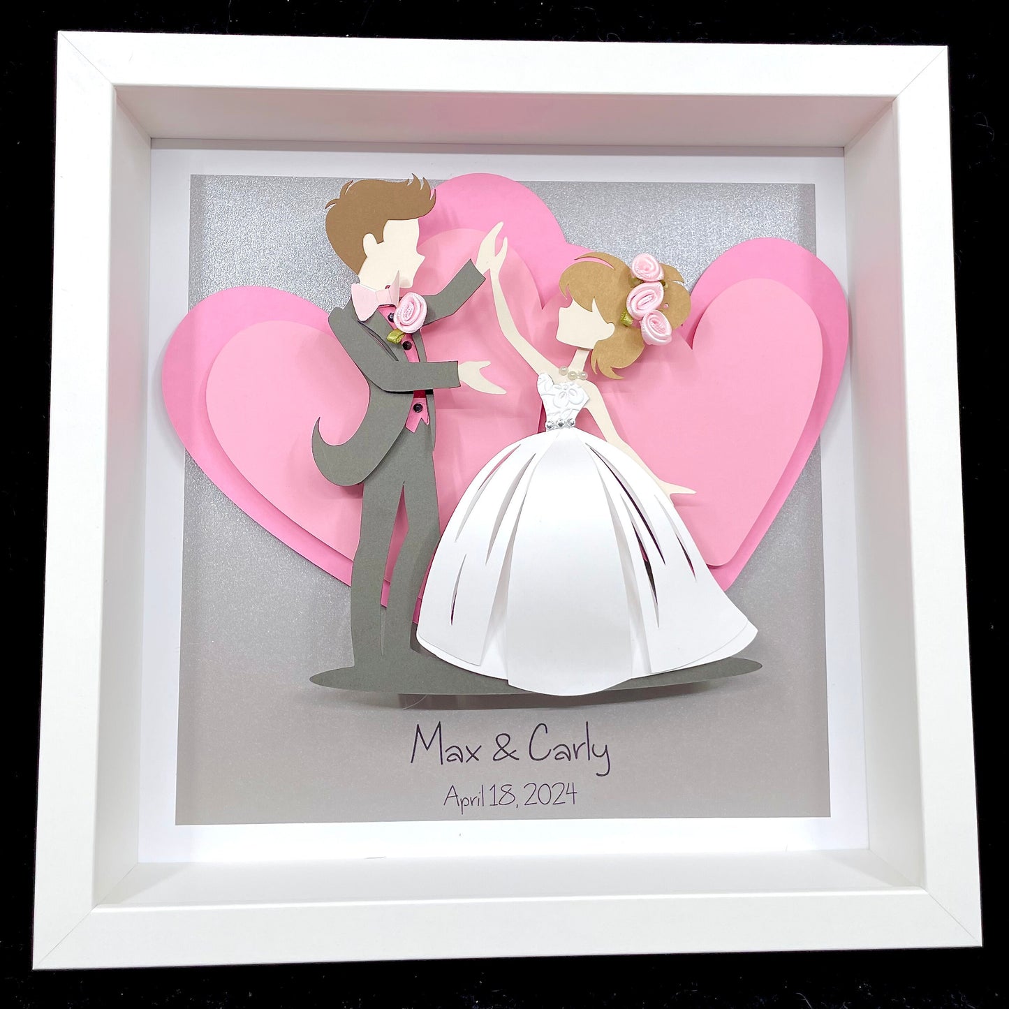 Personalized Bride and Groom Frame, Custom Wedding Gift, First 1st Anniversary Gift, Paper Anniversary, Paper Bride & Groom Custom Wall Art