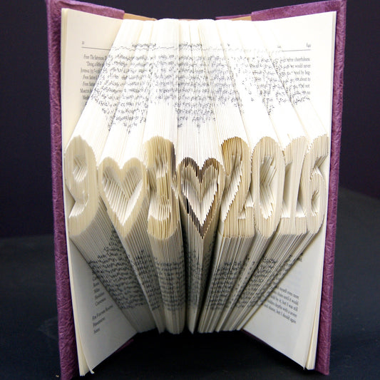 Folded Book Art Custom Wedding First Anniversary Book Sculpture Kirigami Custom Book Binding with Name and Date Title Page