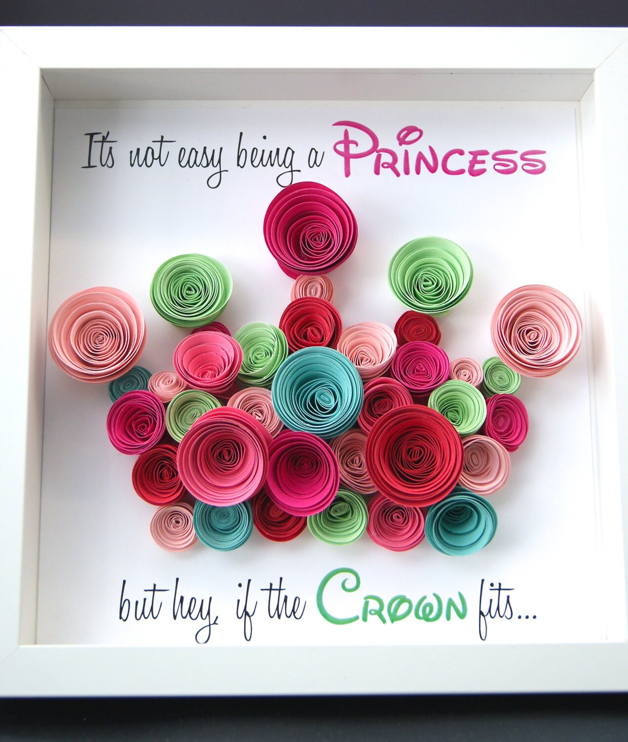 Baby Girl Princess Tiara Frame - Tiara Crown of Paper Roses, New Baby Girl Gift, Baby Shower Gift, Princess Nursery Decor, Tiara Nursery