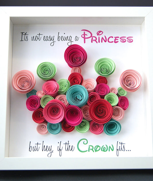 Baby Girl Princess Tiara Frame - Tiara Crown of Paper Roses, New Baby Girl Gift, Baby Shower Gift, Princess Nursery Decor, Tiara Nursery