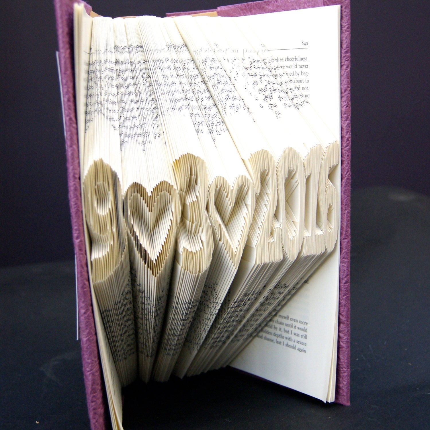 Folded Book Art Custom Wedding First Anniversary Book Sculpture Kirigami Custom Book Binding with Name and Date Title Page